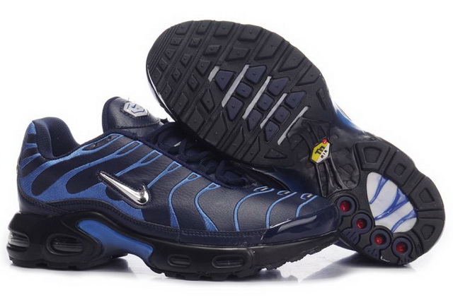 Mens Nike Air Max TN Black Metallic Silver Blue - Click Image to Close